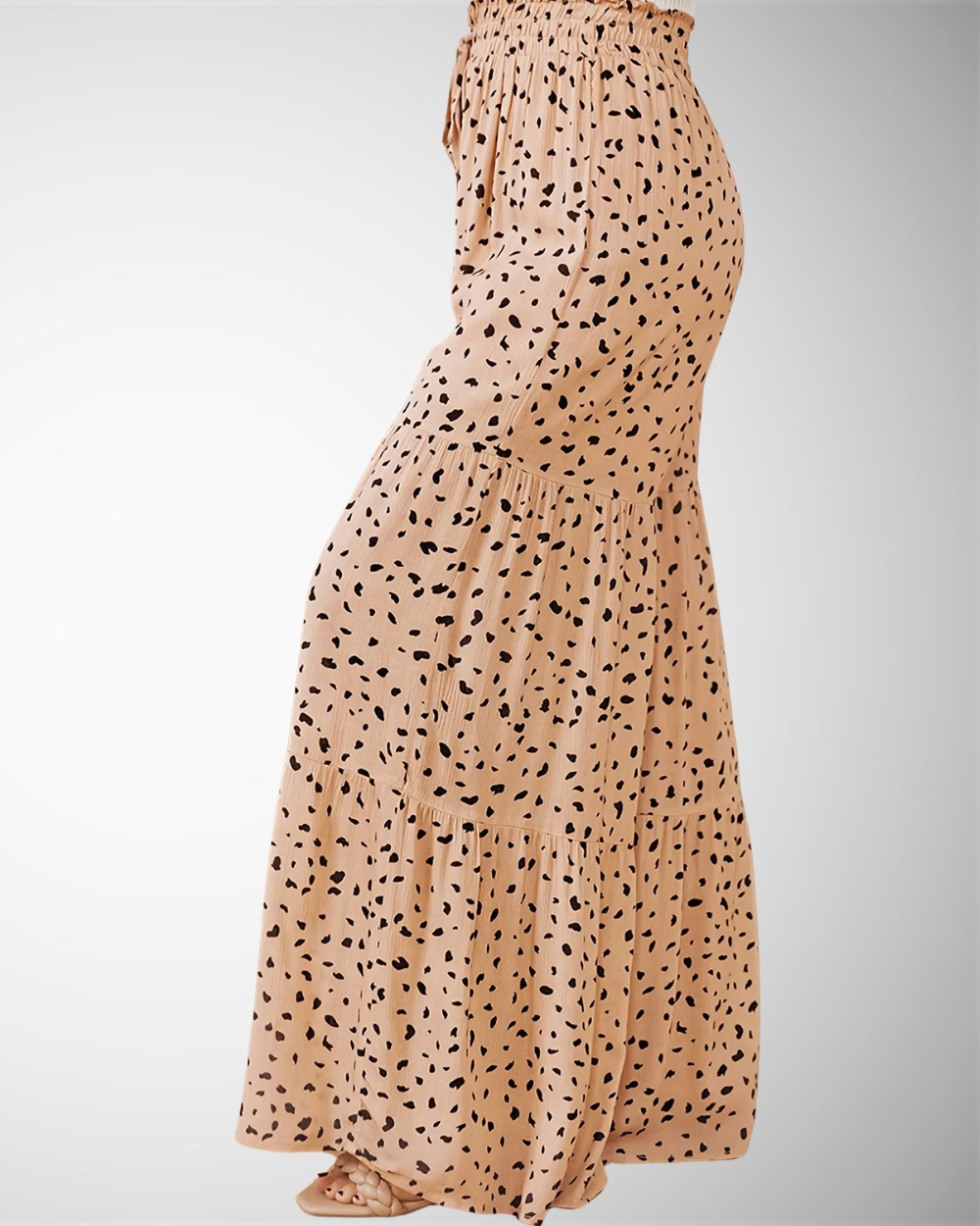 Women's Summer Casual Flared Trousers with Polka Dots