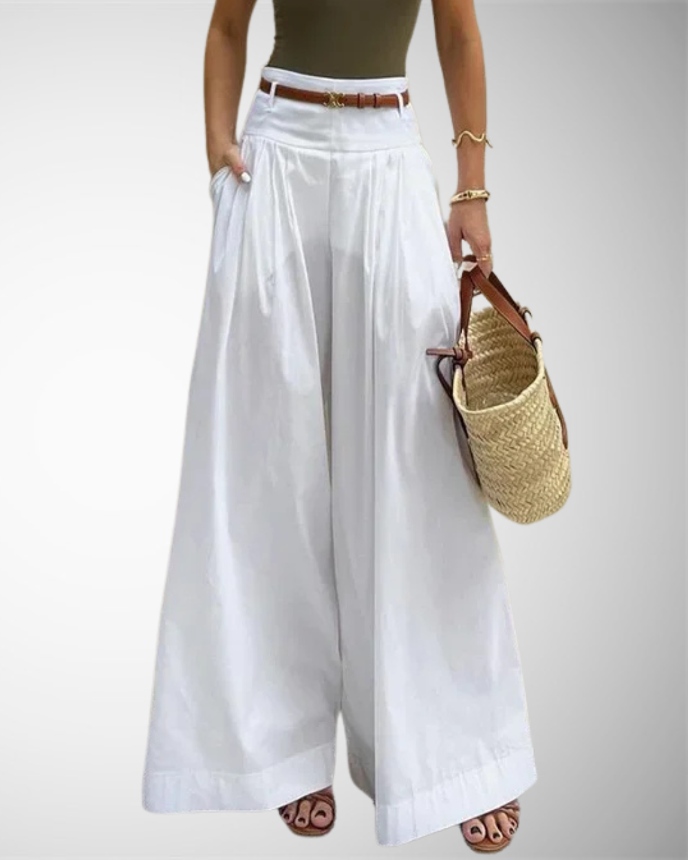 Women's Summer Casual High-Waisted Wide-Leg Trousers