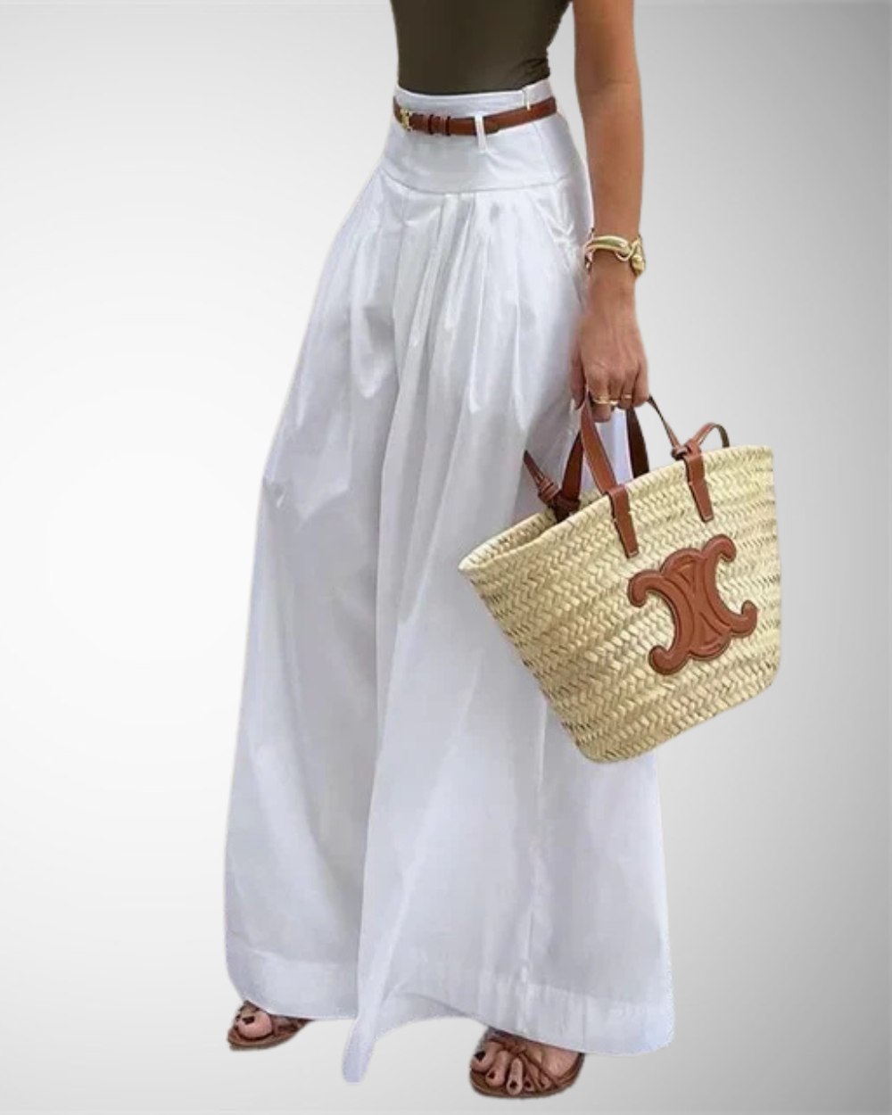 Women's Summer Casual High-Waisted Wide-Leg Trousers