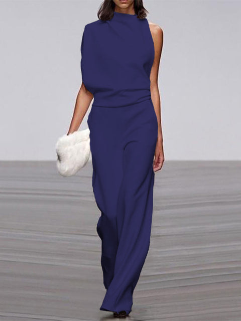 Women’s Elegant One-Shoulder Wide-Leg Jumpsuit