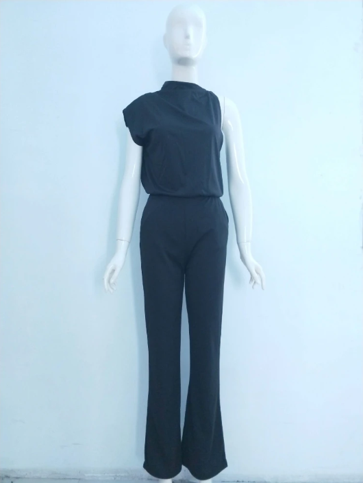 Women’s Elegant One-Shoulder Wide-Leg Jumpsuit