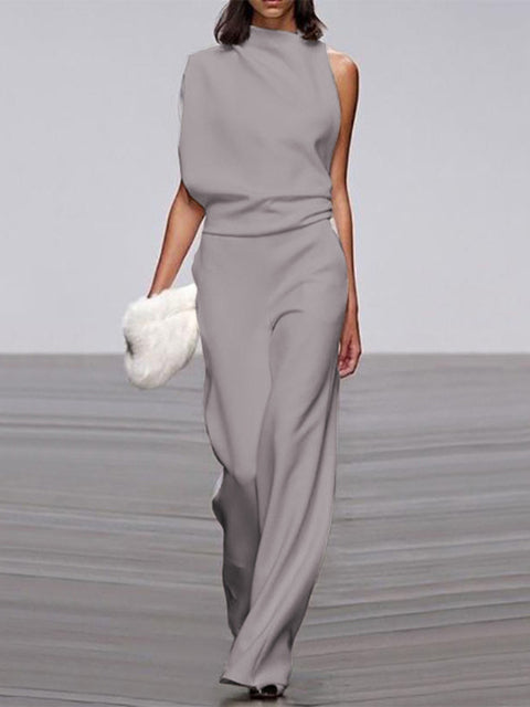 Women’s Elegant One-Shoulder Wide-Leg Jumpsuit