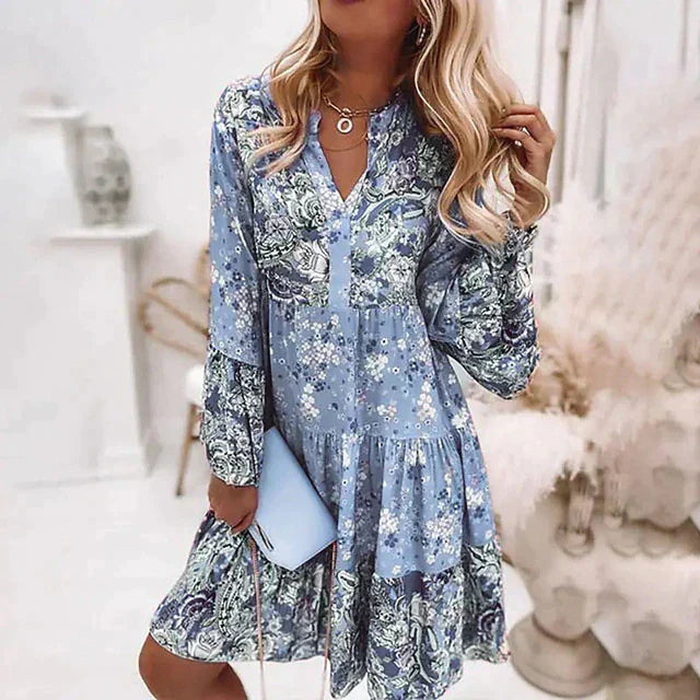 Women’s Bohemian Ruffle Sleeve A-Line Dress