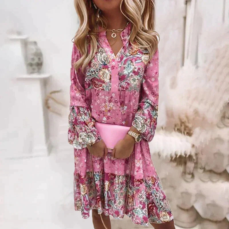 Women’s Bohemian Ruffle Sleeve A-Line Dress