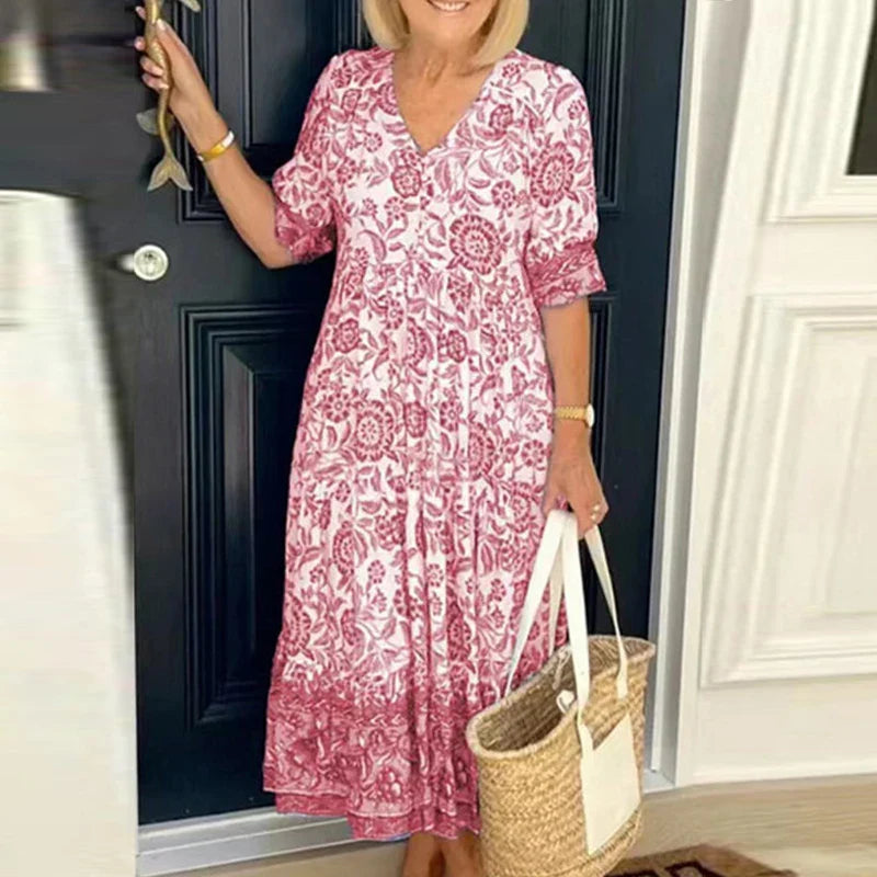 Women’s Floral V-Neck Midi Dress