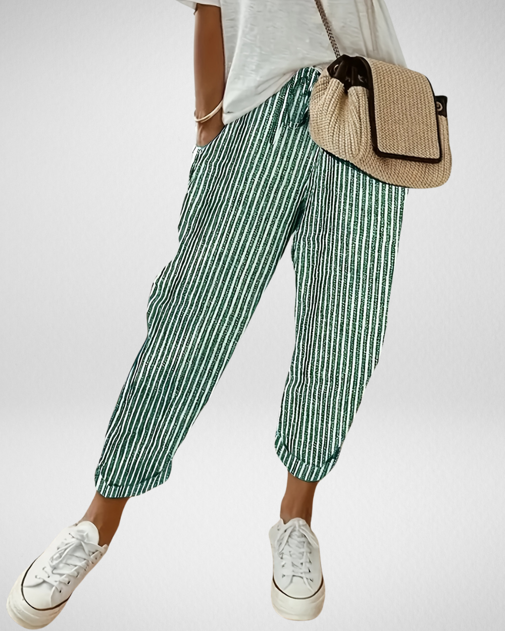 Women’s Striped Pants with Elastic Waist