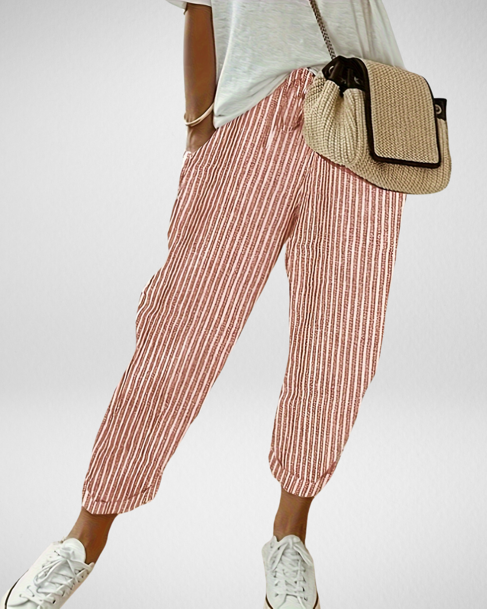 Women’s Striped Pants with Elastic Waist