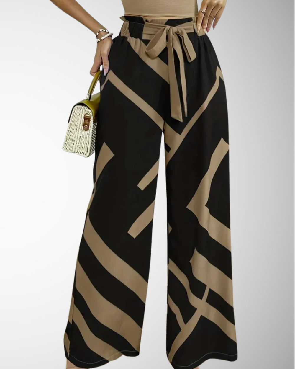 Women's Summer Casual High-Waisted Pants with Bold Print