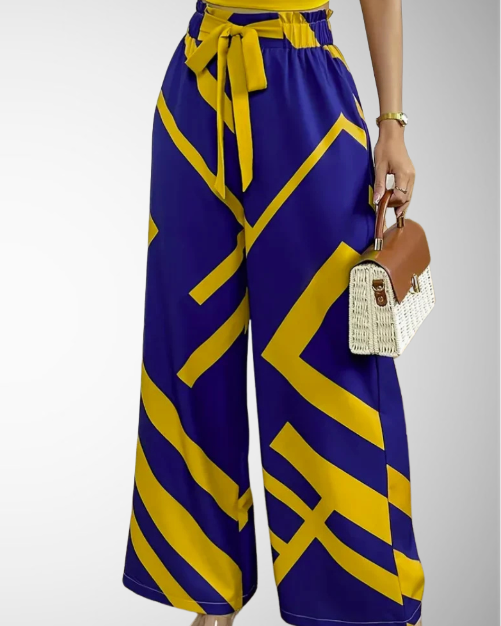 Women's Summer Casual High-Waisted Pants with Bold Print