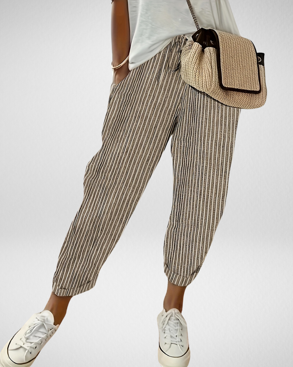 Women’s Striped Pants with Elastic Waist