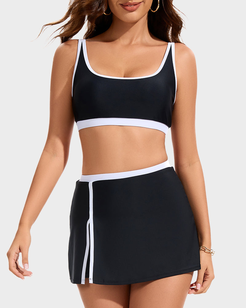 Color Block Bikini - Sporty Side Slit