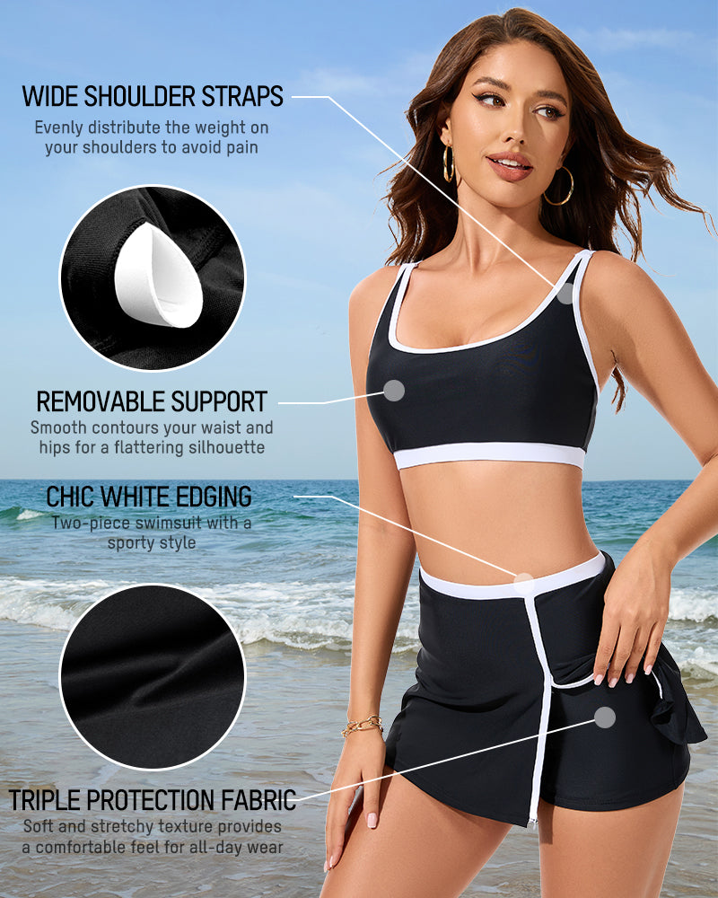Color Block Bikini - Sporty Side Slit