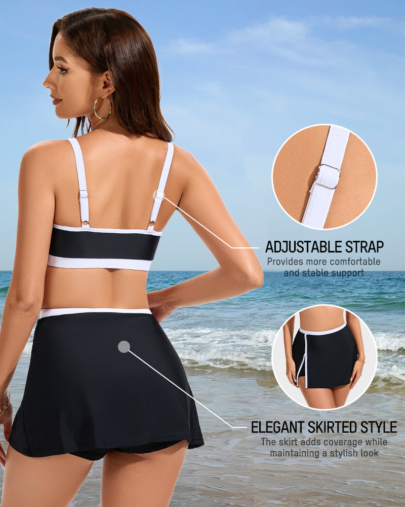 Color Block Bikini - Sporty Side Slit