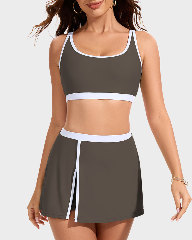 Color Block Bikini - Sporty Side Slit
