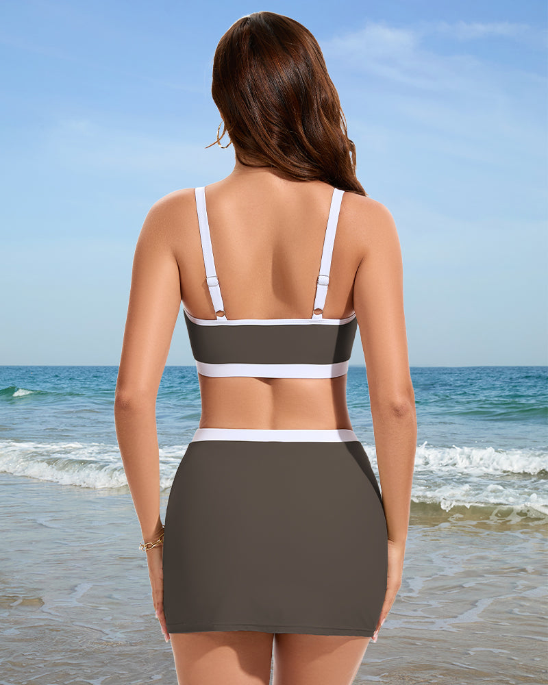 Color Block Bikini - Sporty Side Slit