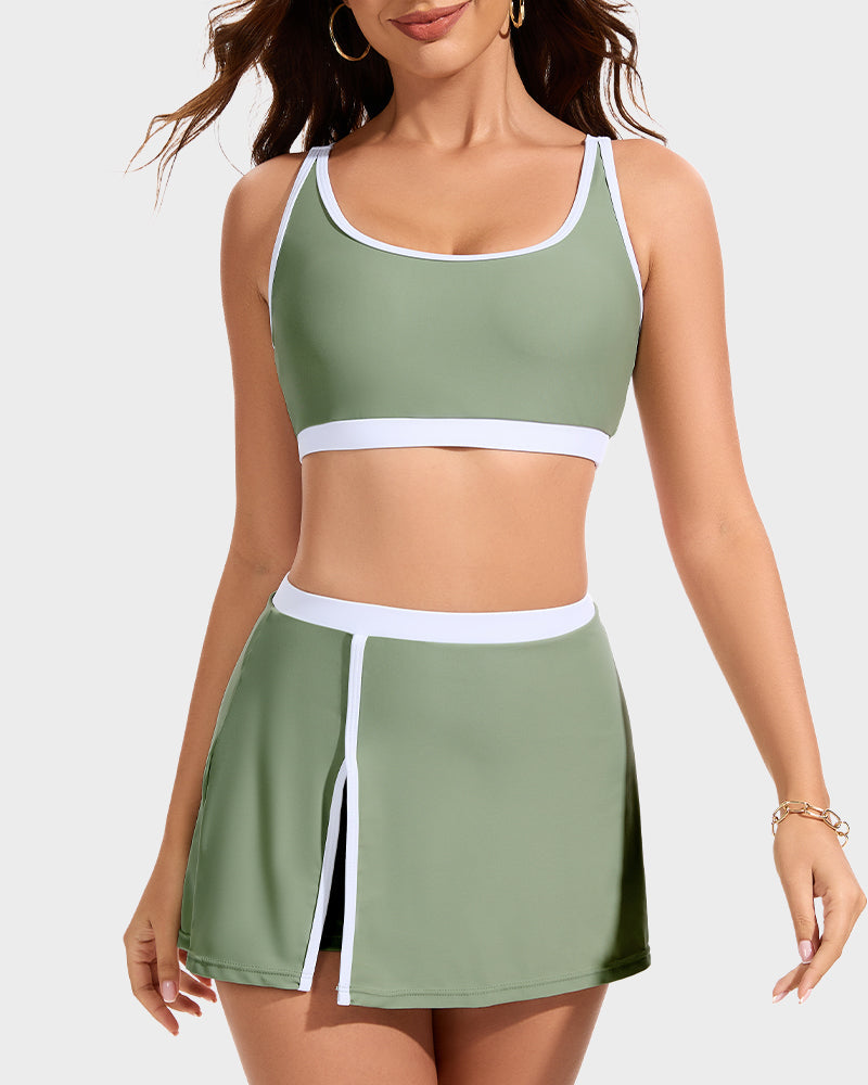 Color Block Bikini - Sporty Side Slit