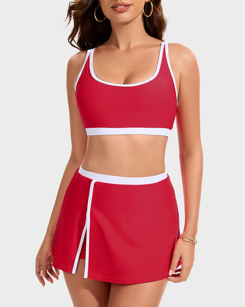 Color Block Bikini - Sporty Side Slit