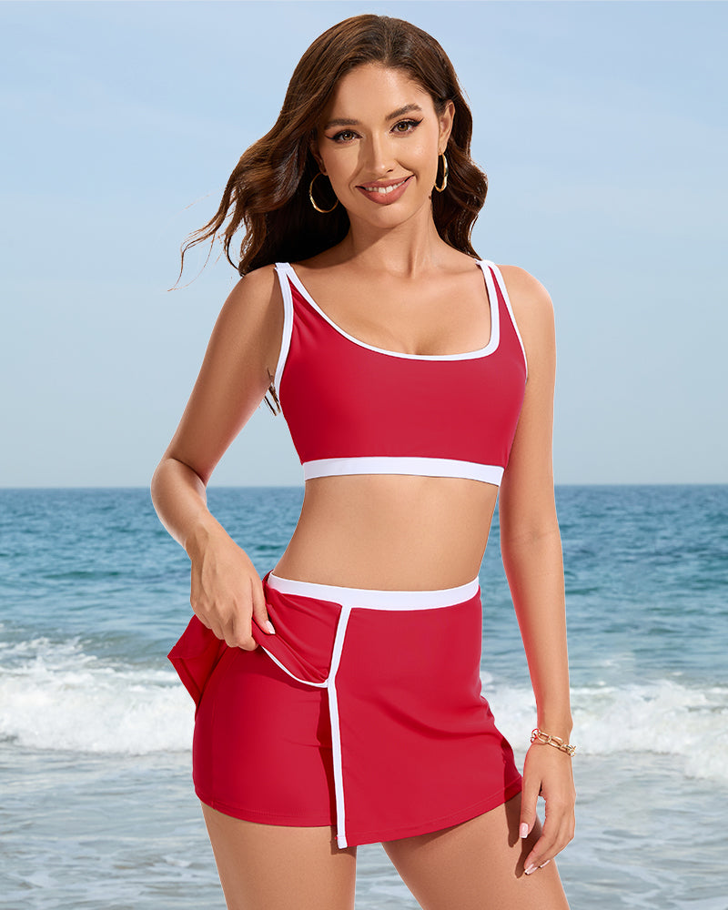 Color Block Bikini - Sporty Side Slit