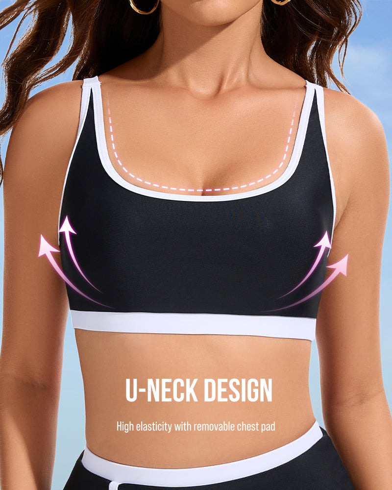 Color Block Bikini - Sporty Side Slit