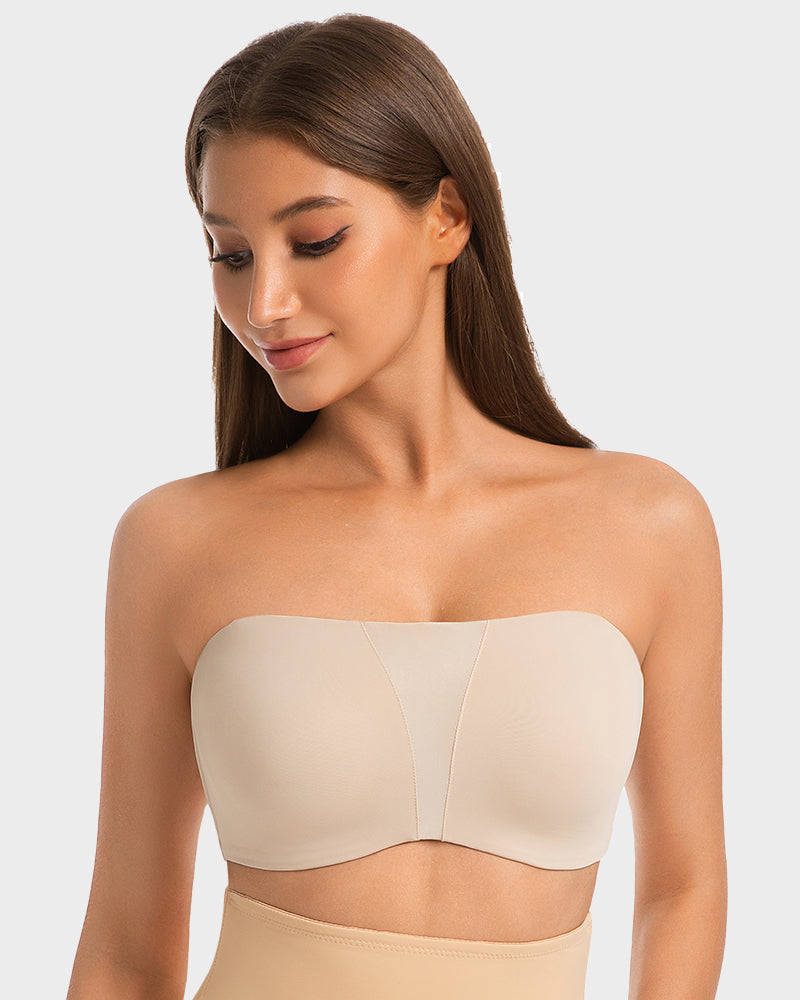Bandeau Bra Strapless, Anti-Slip, Full Coverage