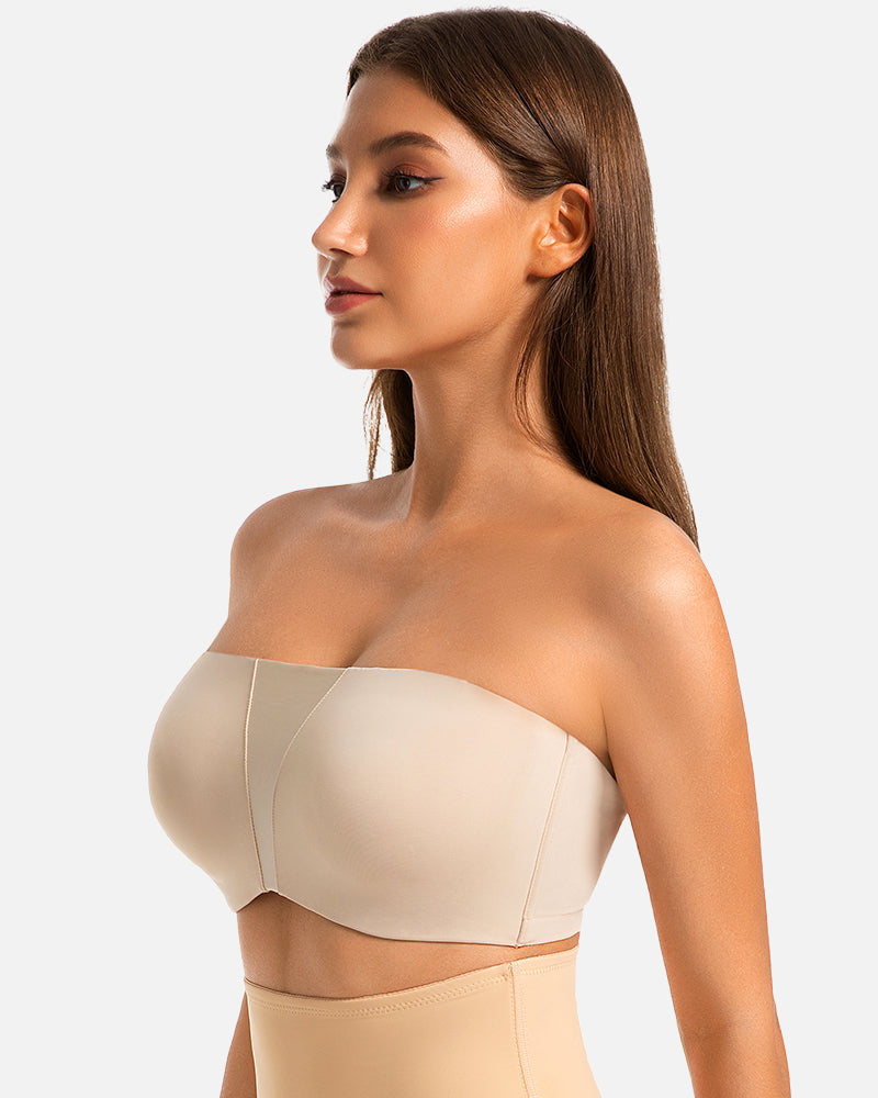Bandeau Bra Strapless, Anti-Slip, Full Coverage