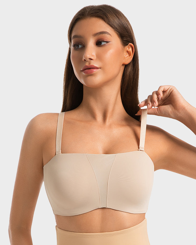 Bandeau Bra Strapless, Anti-Slip, Full Coverage