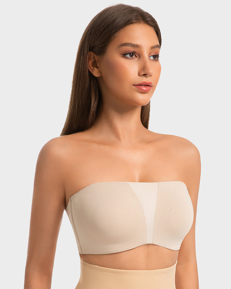 Bandeau Bra Strapless, Anti-Slip, Full Coverage