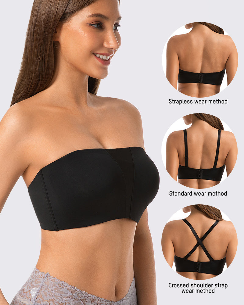 Bandeau Bra Strapless, Anti-Slip, Full Coverage