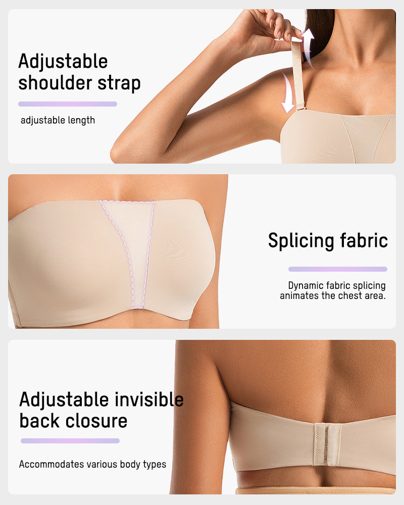 Bandeau Bra Strapless, Anti-Slip, Full Coverage