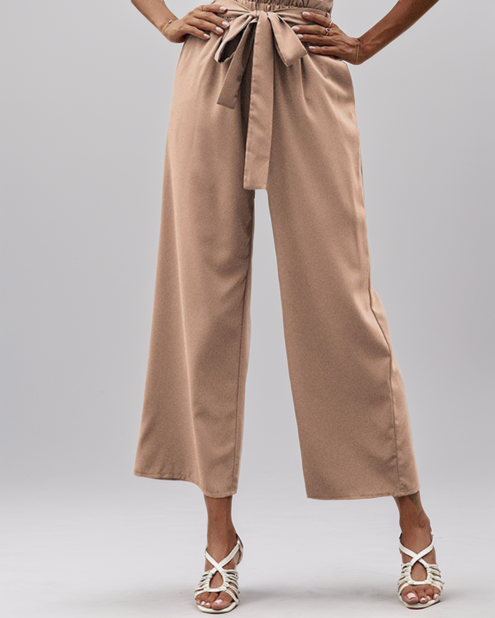 Women's Summer Casual Elegant High-Waisted Trousers with Tie Belt
