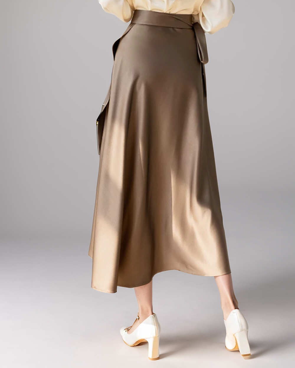 Women's Summer Semi-Formal Chic Satin Midi Skirt