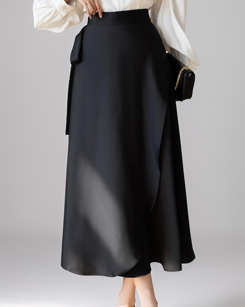 Women's Summer Semi-Formal Chic Satin Midi Skirt
