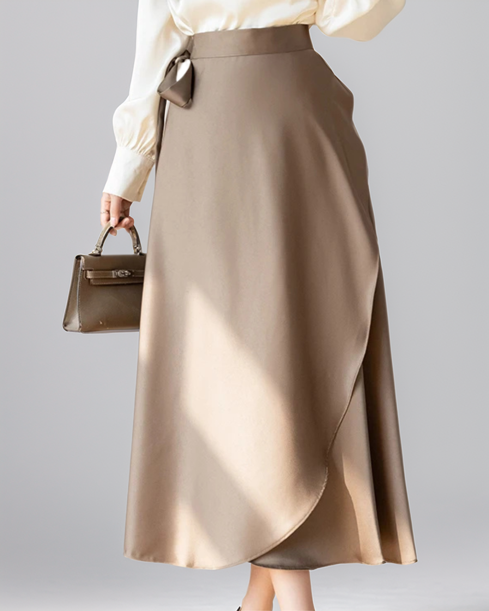 Women's Summer Semi-Formal Chic Satin Midi Skirt