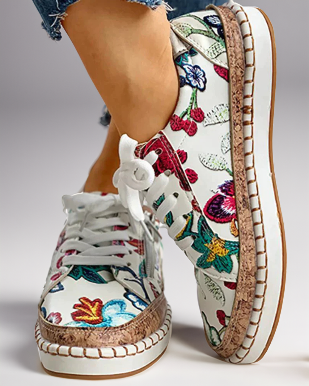 Women's Summer Casual Slip-On Shoes with Floral Embroidery