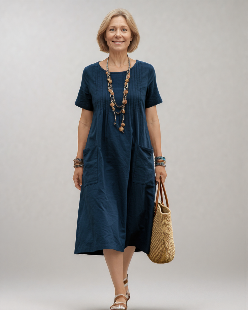 Pleated Casual Midi Dress