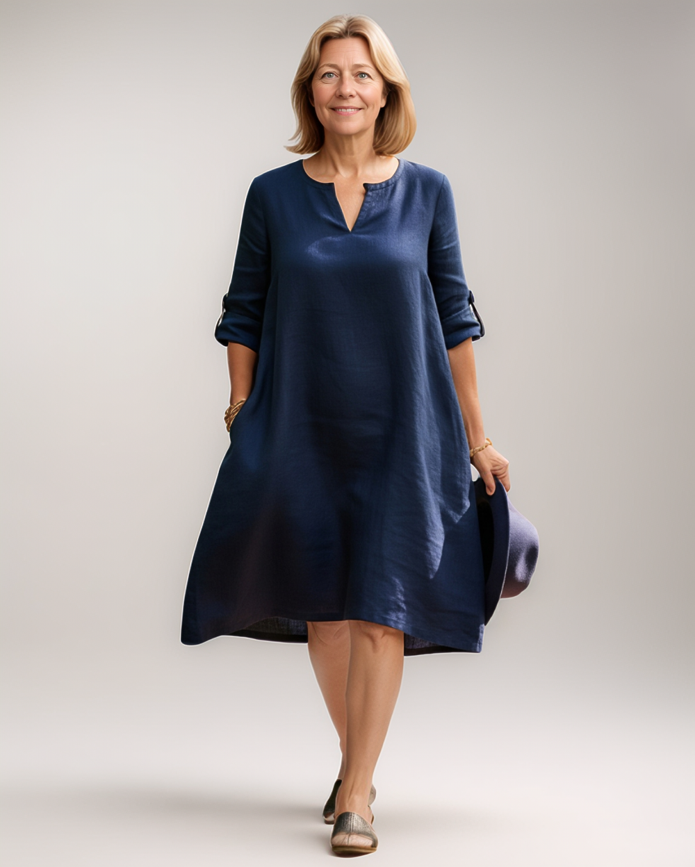 Elegant V-Neck Dress with Comfortable Fit