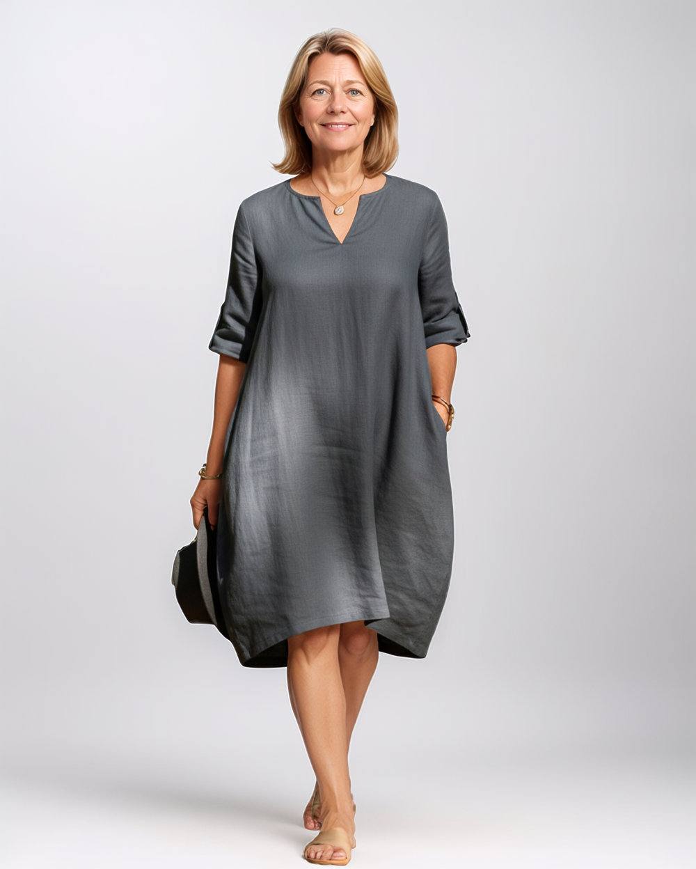 Elegant V-Neck Dress with Comfortable Fit