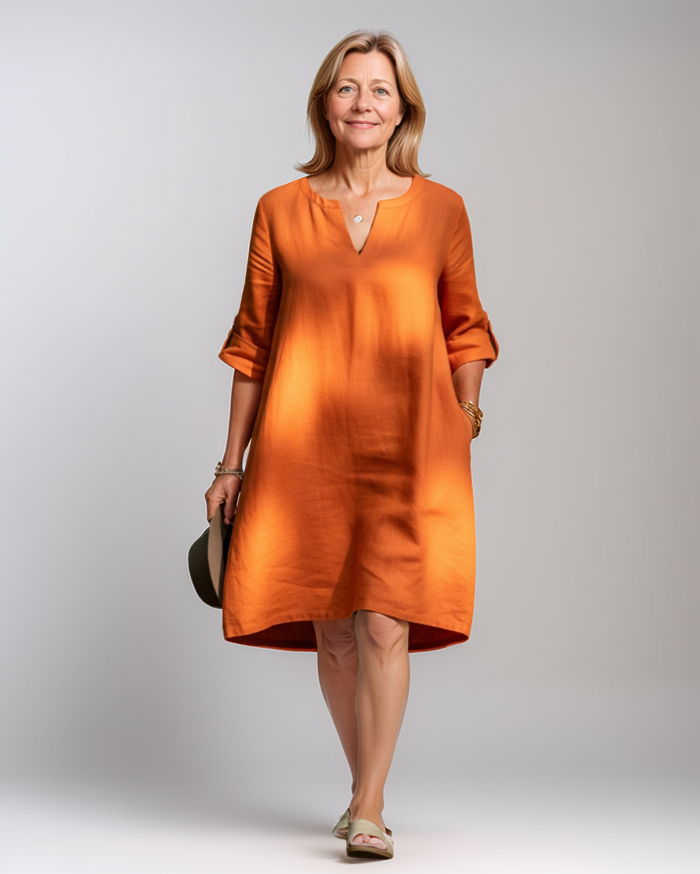 Elegant V-Neck Dress with Comfortable Fit