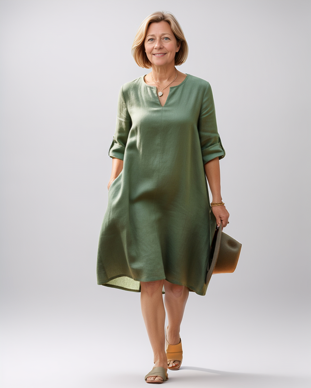 Elegant V-Neck Dress with Comfortable Fit