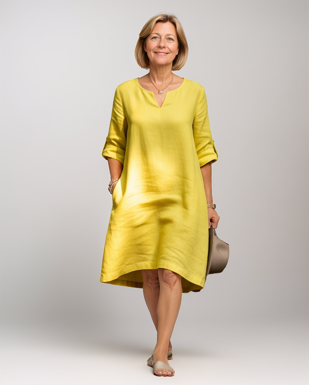 Elegant V-Neck Dress with Comfortable Fit