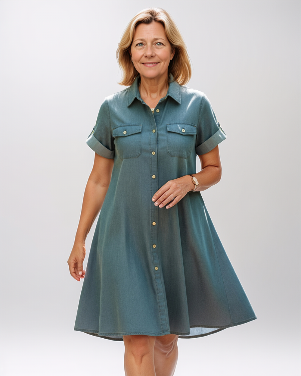 Timeless Midi Dress with Lapel Collar