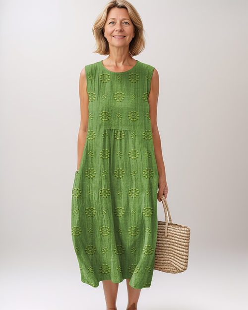 Airy Sleeveless Summer Dress with Embroidery
