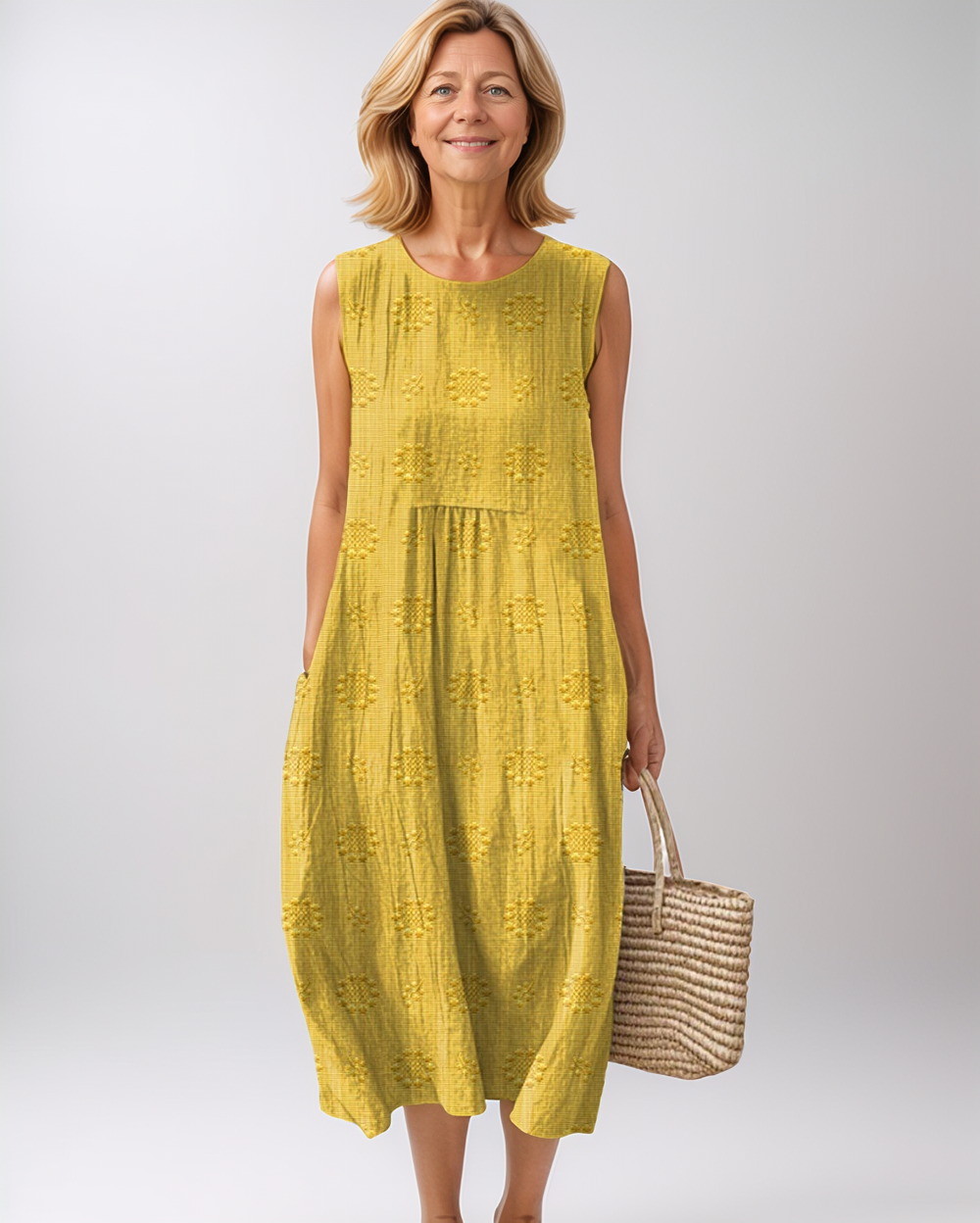 Airy Sleeveless Summer Dress with Embroidery