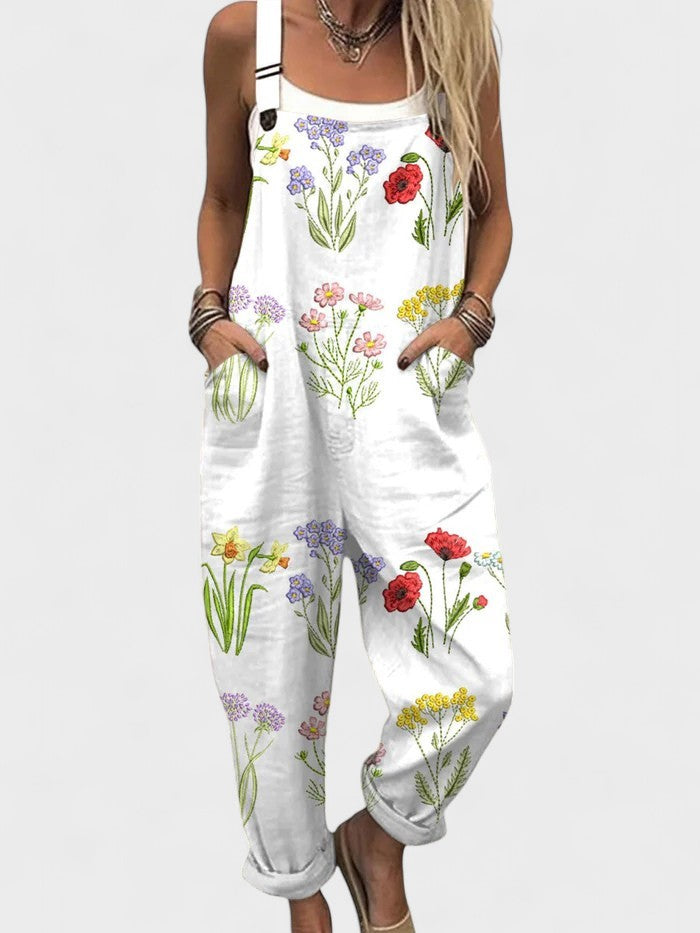 Women’s Floral Print Overalls