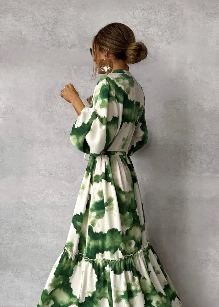 Women’s Spring Maxi Dress with Watercolour Print