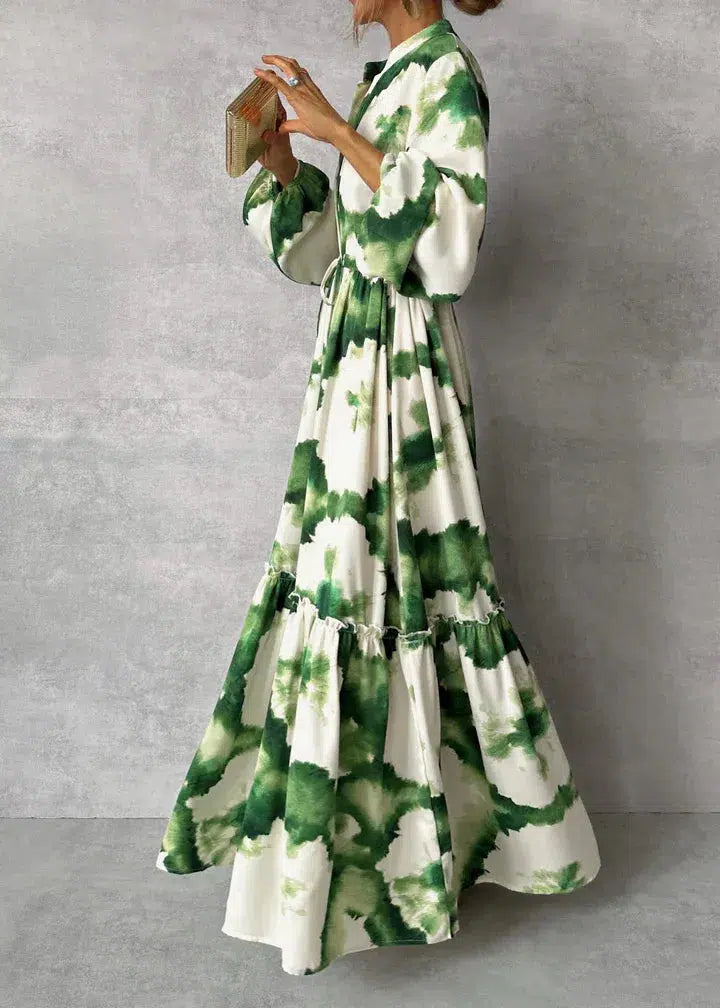 Women’s Spring Maxi Dress with Watercolour Print