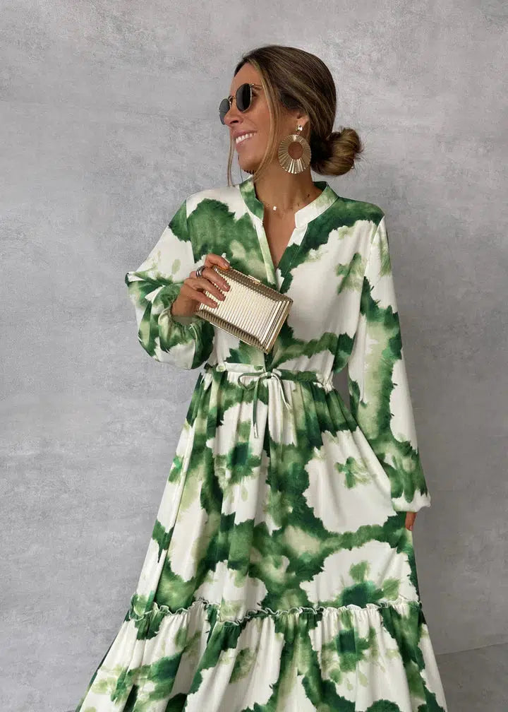 Women’s Spring Maxi Dress with Watercolour Print
