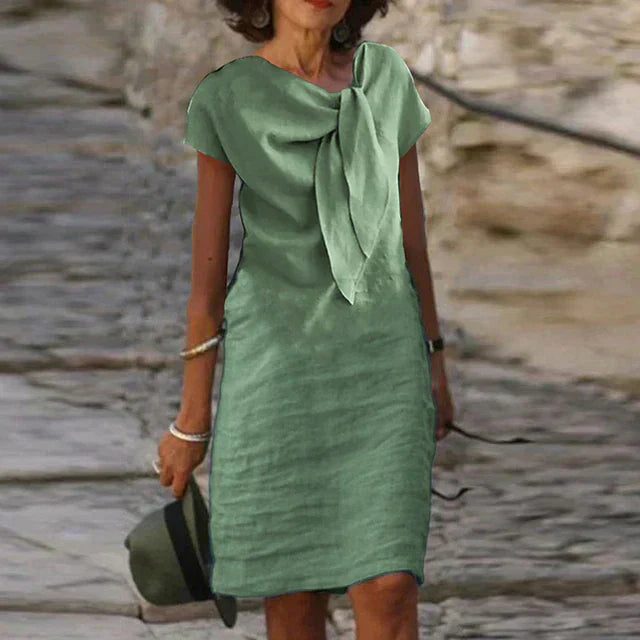 Women’s Elegant Bow Detail Linen Dress
