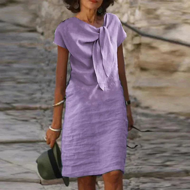Women’s Elegant Bow Detail Linen Dress