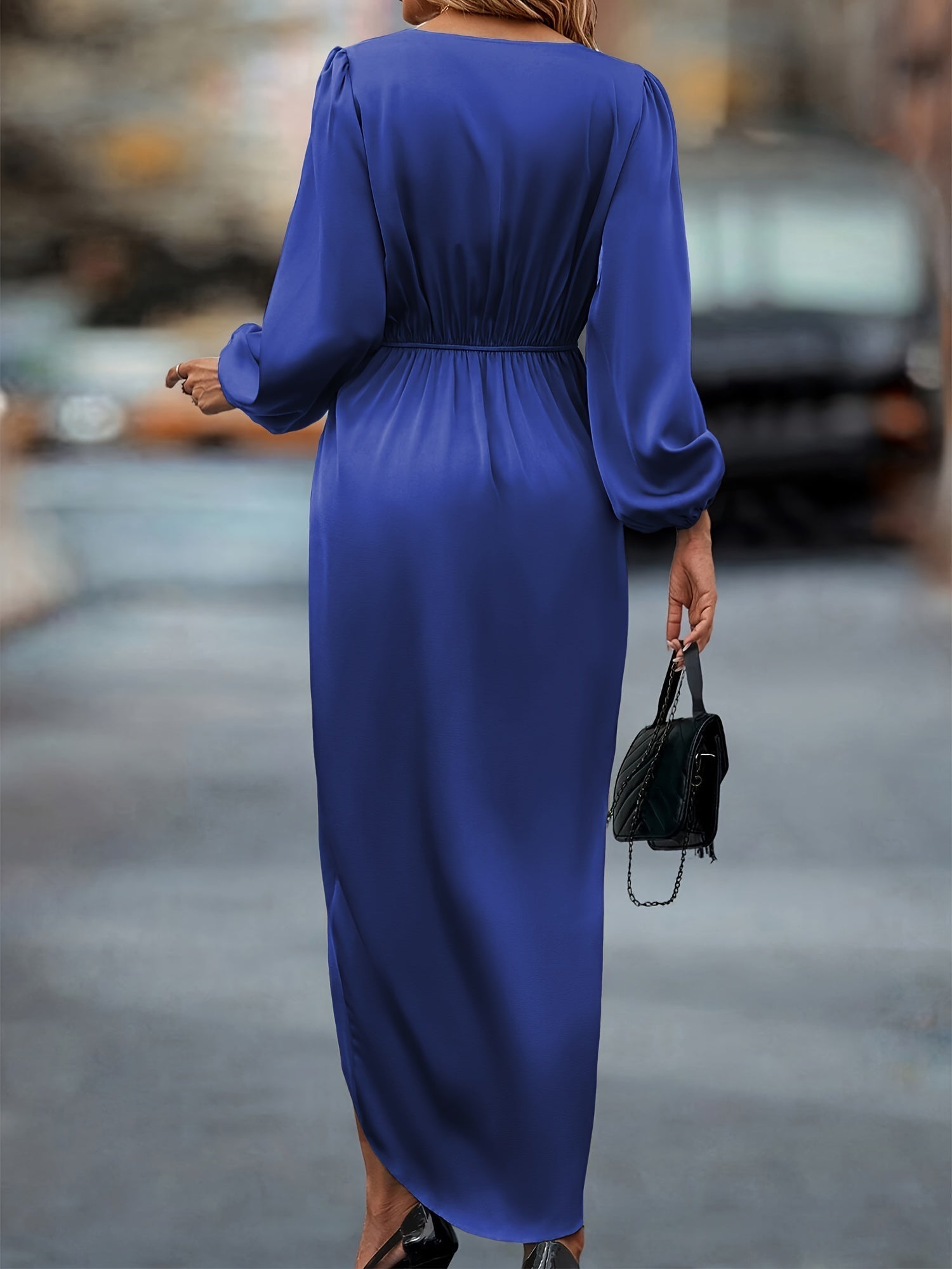 Women’s Elegant Draped Satin Midi Dress